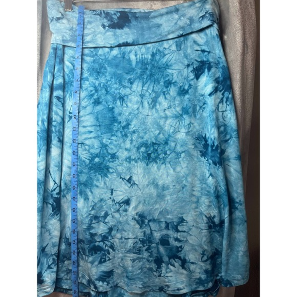 Lock and Love Premium Blue Tie Dye Maxi Skirt Fold Over Waist Large NWT